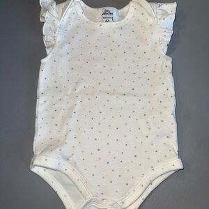 Charming White Polka Dot Bodysuit with Ruffle Sleeves